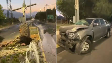 Un vehículo se estrella contra un monumento de Cristo en Chile