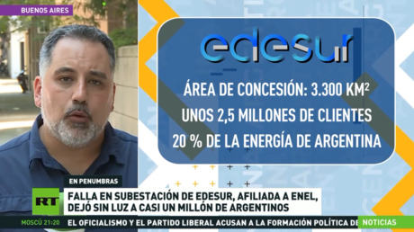 Falla en subestación eléctrica deja sin luz a casi un millón de argentinos