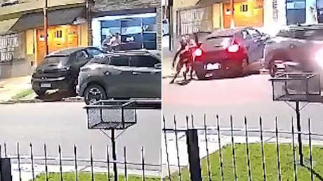 Quieren robarle el coche a una mujer, pero su marido 'entra en el juego' (VIDEO)