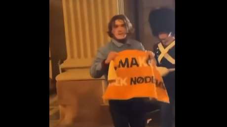 VIDEO: Guardia empuja a un activista que apareció tras el discurso del rey en Copenhague