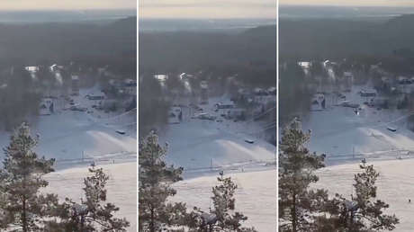 VIDEO FUERTE: Momento en que un helicóptero se estrella en un parque de esquí