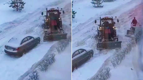 VIDEO: la nieve 'todopoderosa' atrapa un tractor en Moscú