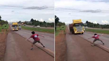 'Tiktoker' se grababa exponiéndose frente a camiones en la carretera y así termina (VIDEO)
