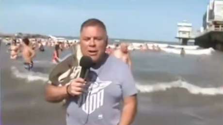 La reacción viral de un presentador que captó en vivo el meteotsunami en Argentina (VIDEO)