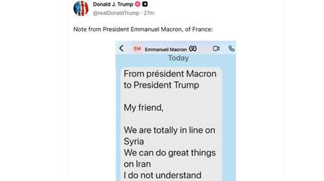 Trump muestra un mensaje privado de Macron