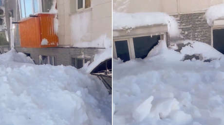Imágenes surrealistas: Así quedaron algunas viviendas tras las fuertes nevadas en la península rusa de Kamchatka