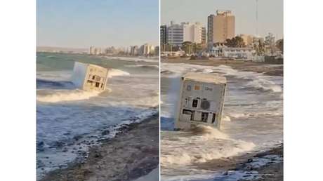 VIDEO: Un contenedor aparece de la nada flotando frente a la costa argentina