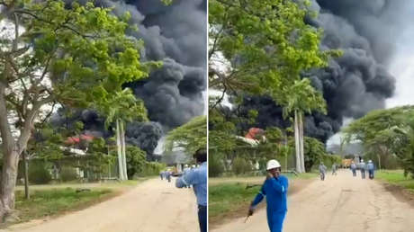 VIDEOS: Fuerte incendio en una refinería en Ecuador
