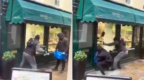 Un atraco de segundos: ladrones rompen a mazazos el escaparate de una joyería en Londres (VIDEO)