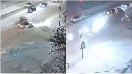 VIDEO: Se pasa una luz roja y provoca un una 'lluvia de chispas'