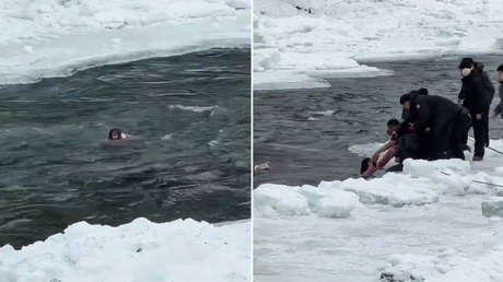 VIDEO: El alto precio de hacerse fotos en la orilla de un río helado
