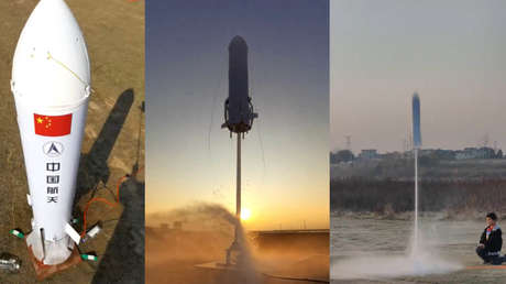 "La ciencia enciende sueños": alumnos chinos lanzan un cohete hecho con cubos de plástico (VIDEO)