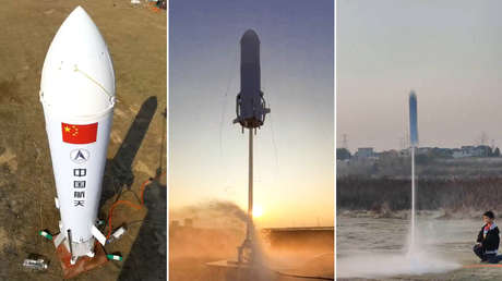 "La ciencia enciende sueños": alumnos chinos lanzan un cohete hecho con cubos de plástico (VIDEO)