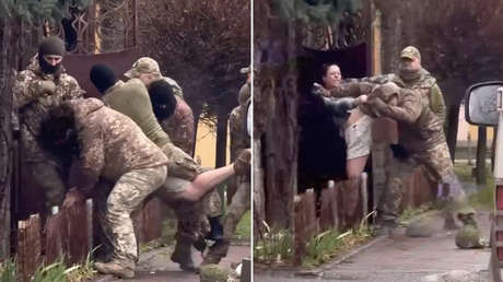 8 reclutadores vs. 1 civil en chanclas: graban movilización brutal en Ucrania (VIDEO)