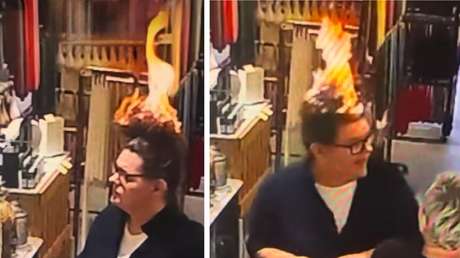 VIDEO: Empleada se convierte en "antorcha olímpica" tras incidente en una tienda sueca