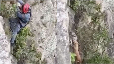 VIDEO: El complejo operativo de rescate de un perrito que llevaba 4 días atrapado en una cantera