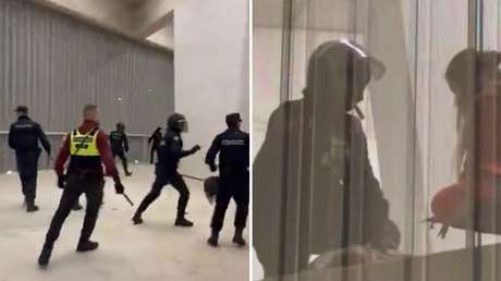 Enfrentamientos entre la Policía y aficionados tras la victoria del Osasuna sobre el Real Madrid (VIDEO)