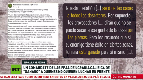 Un comandante de las FF.AA. de Ucrania califica de "ganado" a quienes no quieran luchar en el frente
