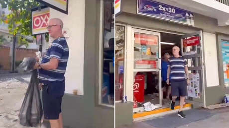 VIDEO: 'Gringos' roban mercancía de una tienda atacada por el narco en México