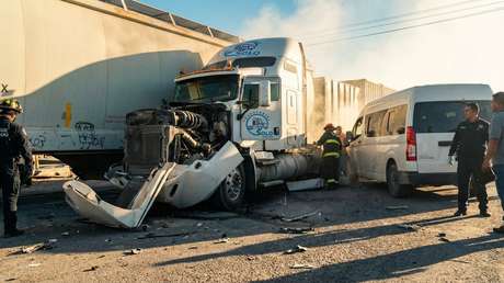 VIDEO: chófer trata de ganarle el paso a un tren y termina con el tráiler partido a la mitad