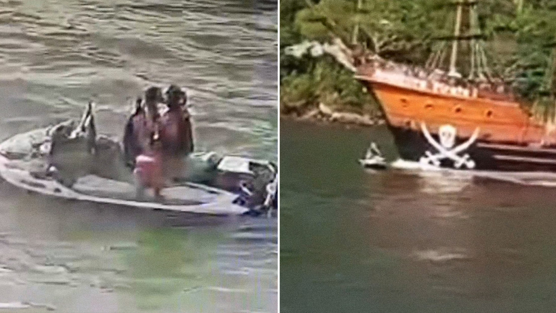 Frenan una moto acuática para besarse y los atropella un ‘barco pirata’