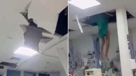 Un paciente cae del techo en un hospital cuando intentaba escaparse (VIDEO)