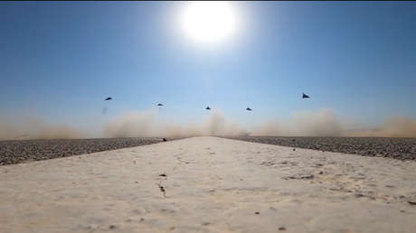 Impresionante despegue simultáneo de drones kamikaze iraníes (VIDEOS)