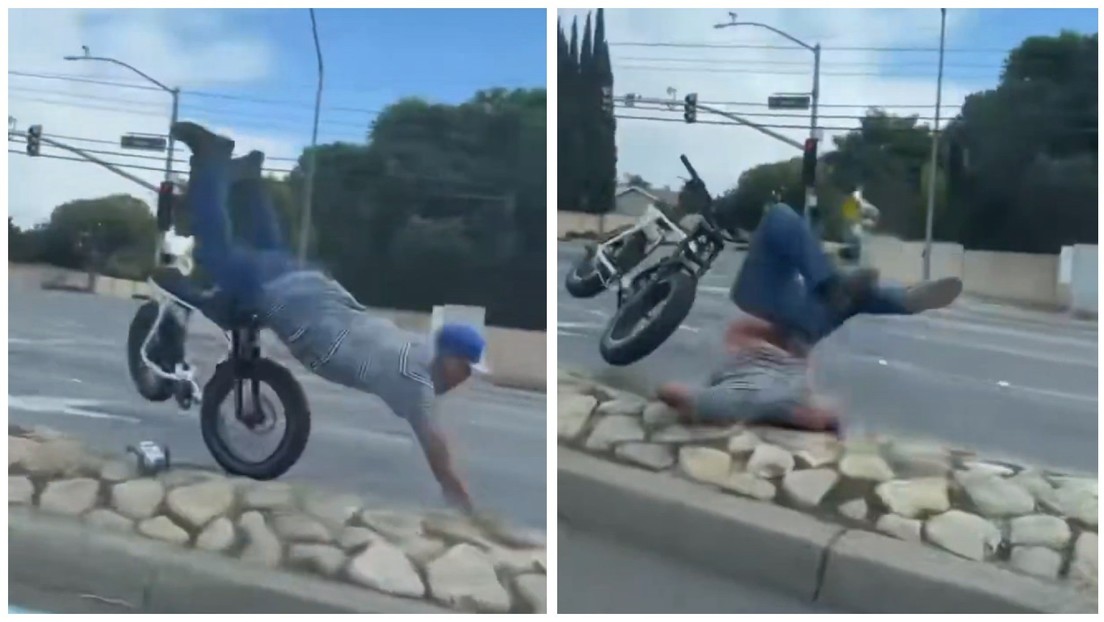 Karma instantáneo: roba una bici y por poco termina en el hospital