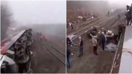 Las primeras imágenes del tren que se salió de las vías en Rusia