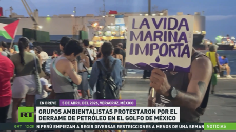 Grupos ambientalistas protestan por el derrame de petróleo en el golfo de México