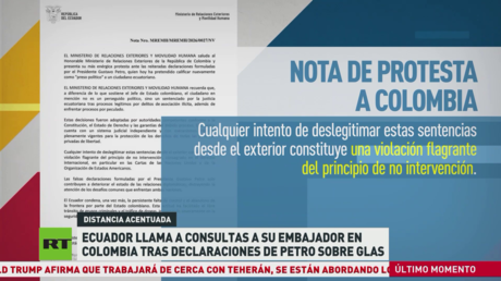 Ecuador llama a consultas a su embajador en Colombia tras declaraciones de Petro sobre Glas