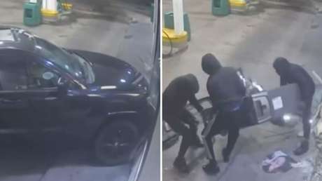 VIDEO: Enmascarados embisten con un auto contra una tienda y cometen un descarado robo