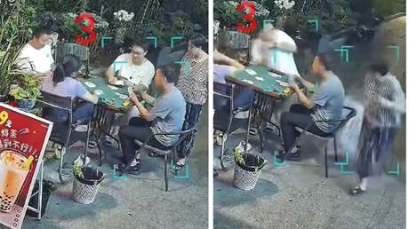 Se salva por centímetros: aire acondicionado cae desde lo alto de un edificio (VIDEO)