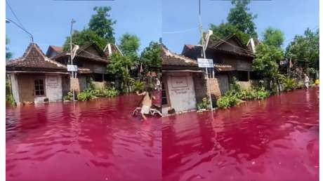 VIDEO: Ciudad se tiñe de color sangre en medio de una fuerte inundación
