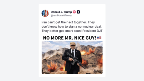 Trump manda un mensaje a Irán acompañado de una foto de él con un fusil de asalto