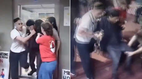 VIDEO: Acusan a un estudiante de acoso y alumnas lo echan a la fuerza de la universidad