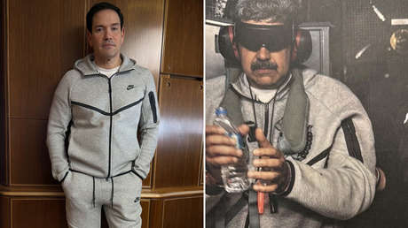 Rubio luce el famoso chándal de Nike, similar al que llevaba Maduro durante su secuestro