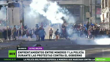 Enfrentamientos entre mineros y la Policía durante las protestas contra el Gobierno boliviano