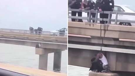 VIDEO: Un criminal buscado intenta ocultarse bajo un puente a plena vista de los policías y fracasa