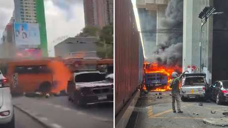 Un tren arrolla e incendia un autobús en pleno centro de Bangkok (VIDEO)